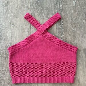 Zara Vibrant Pink Knit/Crochet Top